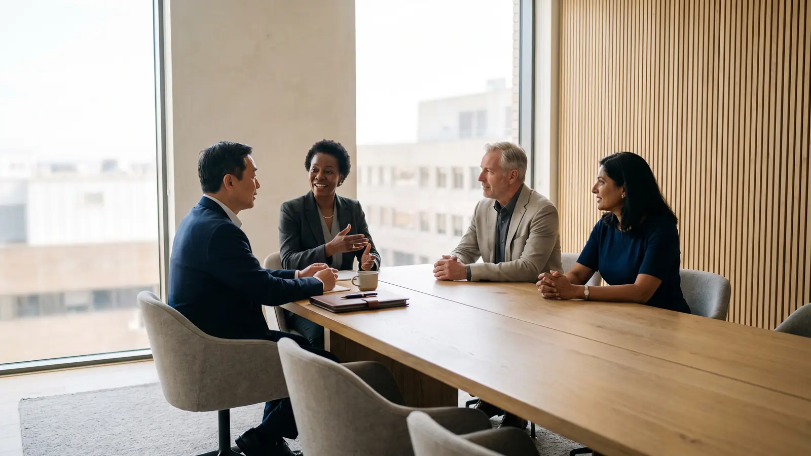 Senior leaders reviewing the numbers in a calm Johannesburg boardroom